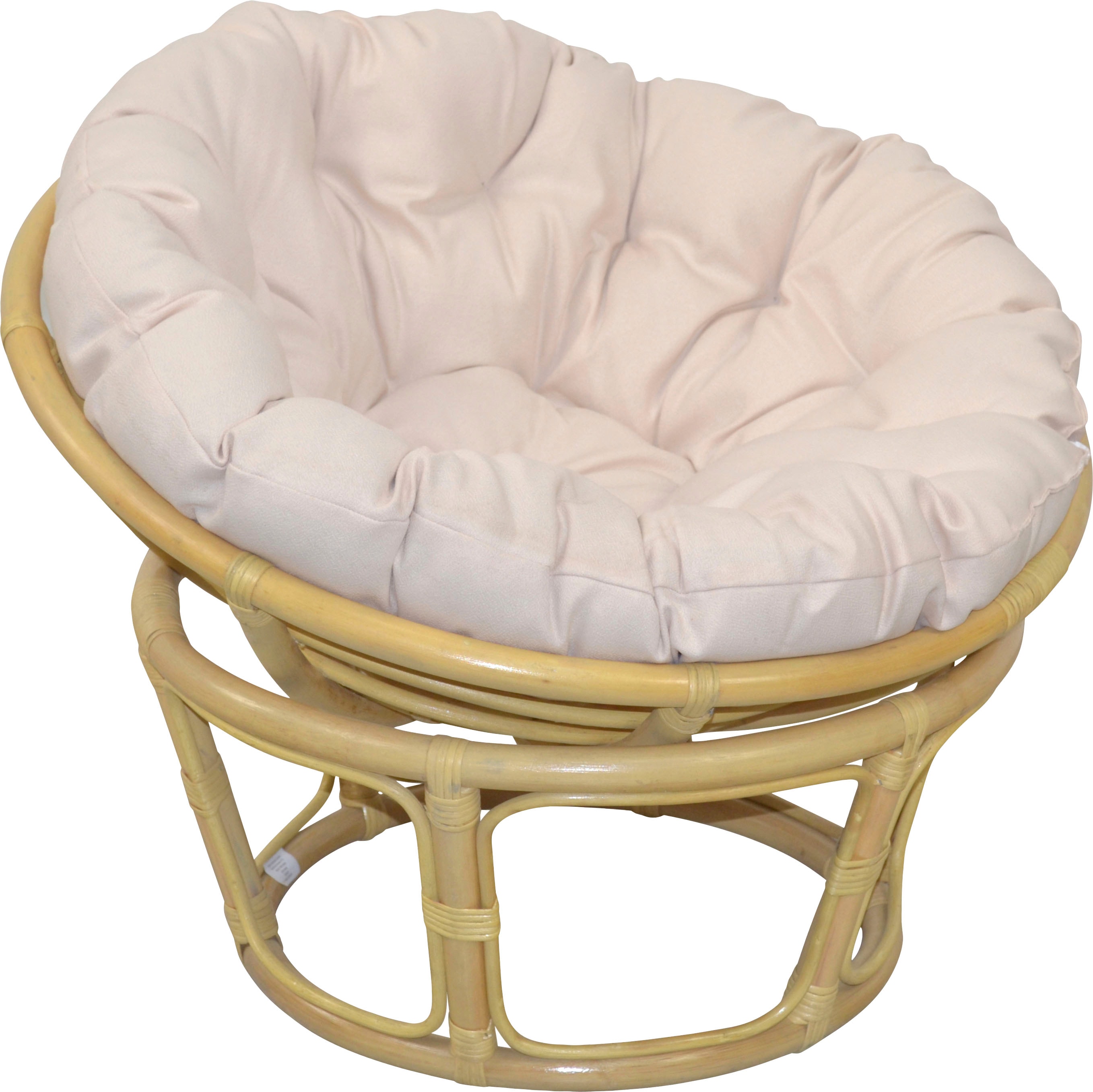 Rattanstuhl HOME AFFAIRE "Papasansessel, TOPSELLER", beige (naturfarben), 80cm, Kissenbezug 100% Polyester;Kissen mit Vliesfüllung, Stühle, Rattanstuhl, aus geflochtenem Rattan, in verschiedenen Größen (80-110 cm)