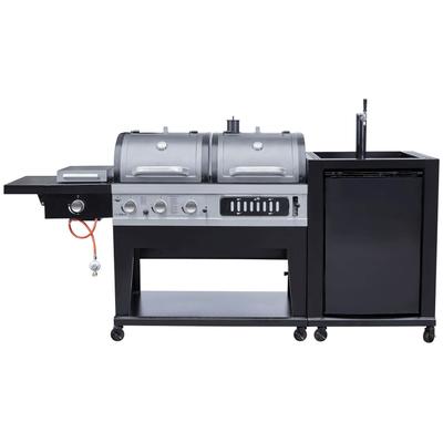 Kombigrill EL FUEGO "AY0599" Grills Gr. B/H/T: 236cm x 138cm x 69cm, schwarz 3-in-1 mit Bierkühler und Zapfanlage