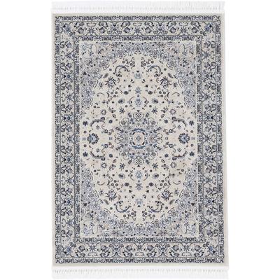 Teppich CARPETFINE "Nain Diane", beige (creme), B:160cm H:8mm L:230cm, Polypropylen, Polyester, Teppiche, Kurzflor mit Fransen, Vintage Orient Look, Wohnzimmer Image