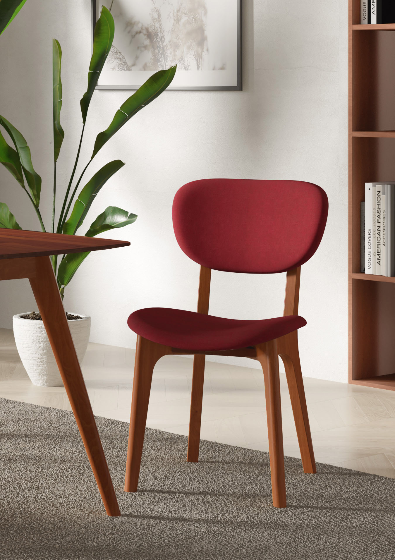 Stuhl INOSIGN "COZY Made in Italy", rot (bordeaux, kirsch), B:50cm H:88cm T:62cm, Polyester, Stühle, Polsterstuhl Esszimmerstuhl 4-Fuß-Stuhl, Gestell in Buche, Kirsch- oder Nussbaum, Massivholz, Design Stuhl