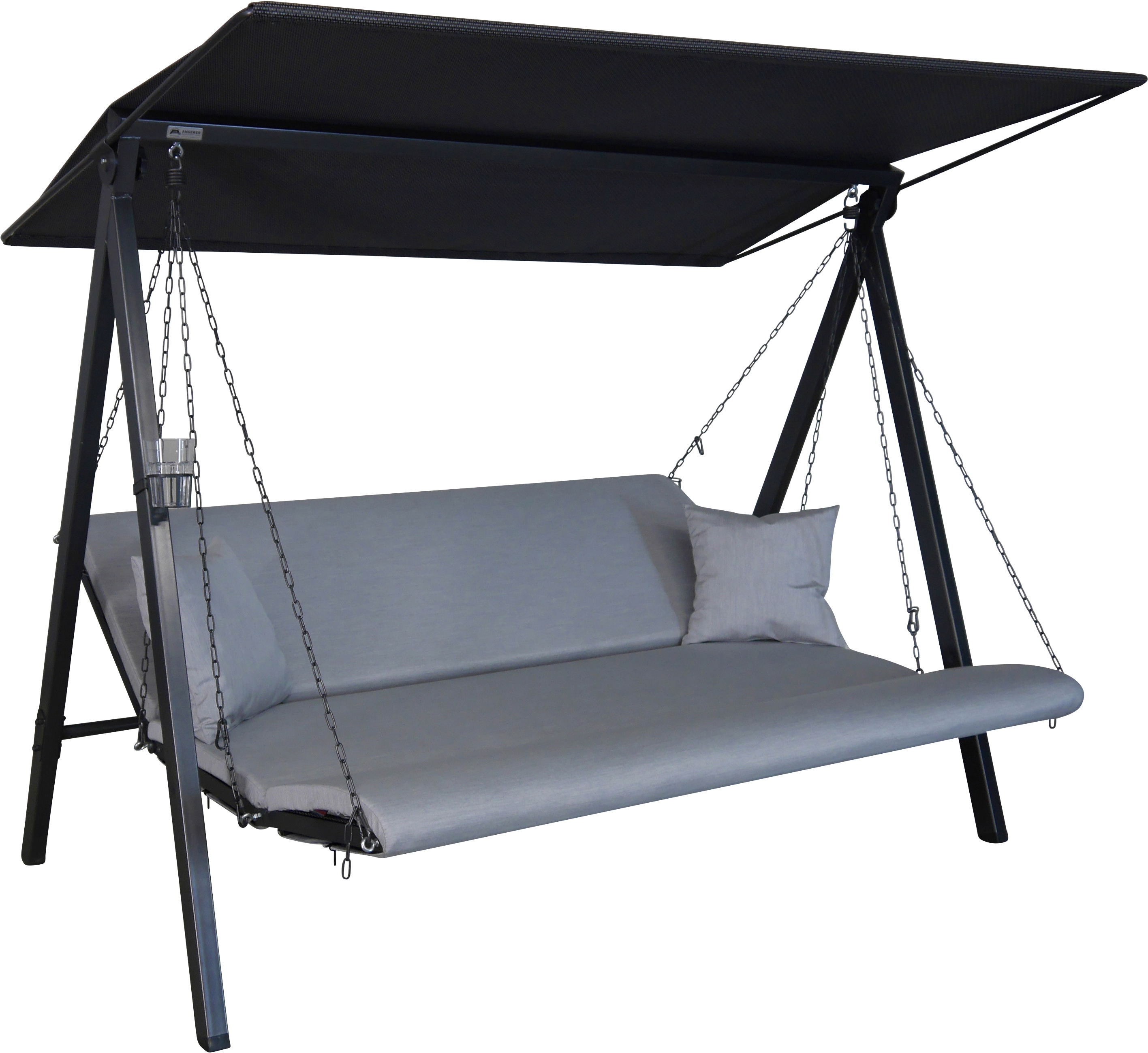 Hollywoodschaukel "Lounge Zip granit", grau (hellgrau), B:210cm H:160cm T:145cm, Obermaterial: 100% Polyacryl, ANGERER FREIZEITMÖBEL, Hollywoodschaukeln, wetterfest