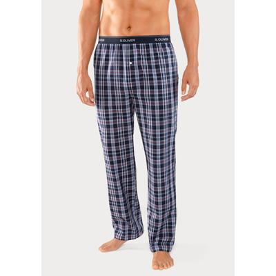 Webhose S.OLIVER, Herren, Gr. 48/50 (M), N-Gr, blau (blau, kariert), Web, Obermaterial: 100% Baumwolle, kariert, Basic, lang, Hosen Pyjamahose Homewear Hose, mit Markenlogo im Bund Image