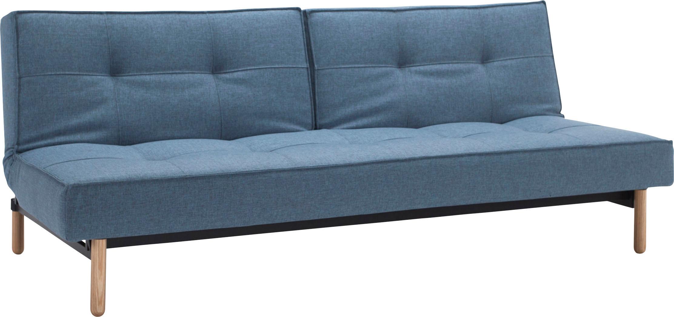 Schlafsofa INNOVATION LIVING ™ "Splitback, Schlafsofa, 3-Sitzer, Gästebett", blau (lightblau), B:210cm H:79cm T:96cm, Fiilzoptik (100% Polyester), Sofas, Schlafsofa, Schlaffunktion, stylisch, komfortabel und bequem, Mehrfunktionssofa