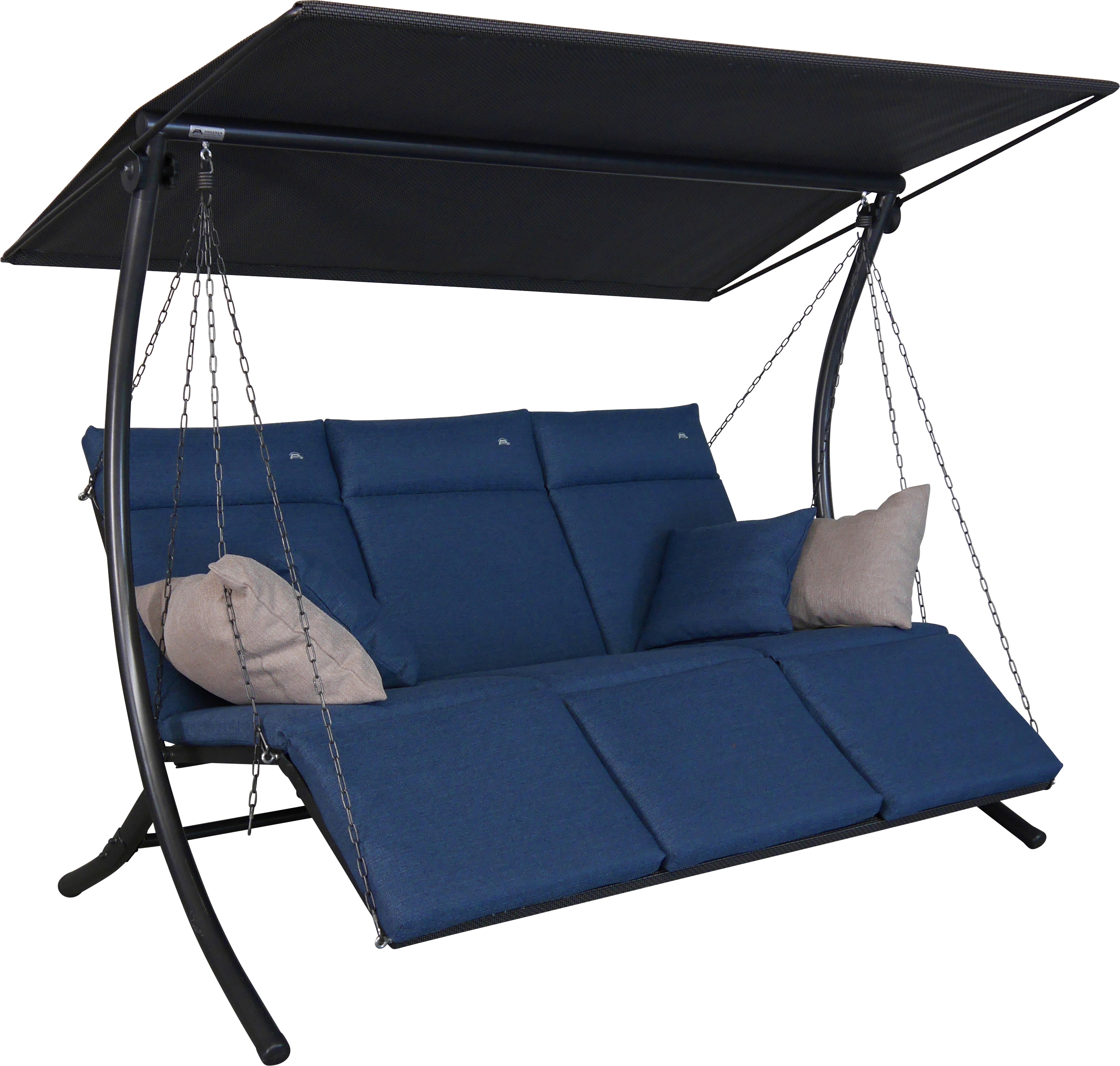 Hollywoodschaukel "Swing Smart denim", blau, B:210cm H:160cm T:145cm, Obermaterial: 100% Polyester, ANGERER FREIZEITMÖBEL, Hollywoodschaukeln