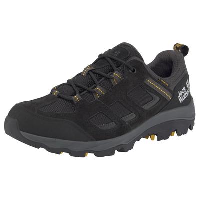 Wanderschuh JACK WOLFSKIN "VOJO 3 TEXAPORE LOW M", Gr. 41, schwarz (schwarz, gelb), Leder, Textil, sportlich, Schuhe, wa