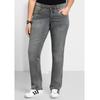 Stretch-Jeans SHEEGO "Große Größen", Damen, Gr. 29, Kurzgrößen, blau (grau denim), Obermaterial: 98% Baumwolle, 2% Elasthan, unifarben, casual, lang, Jeans, »Die Gerade« mit Used-Effekten