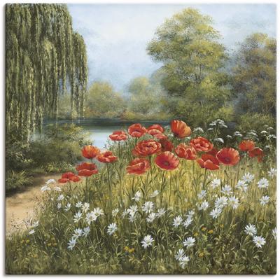 Wandbild ARTLAND "Mohnwiese am See", grün (farbe bild(er): grün), B:40cm H:40cm, Bilder, als Alubild, Outdoorbild, Leinwandbild, Poster in verschied. Größen Image