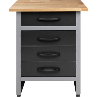 Werkbank ONDIS24 "Bernd", schwarz (schwarz, anthrazit), B:60cm H:85cm T:60cm, Edelstahl, Werkbänke, höhenverstellbar, 4 Schubladen, ca. 60x60x85 cm Image