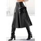 Lederimitatrock LASCANA Gr. 40, schwarz Damen Röcke Lederimitatröcke in Midilänge, hochgeschnittener Faltenrock, casual-chic