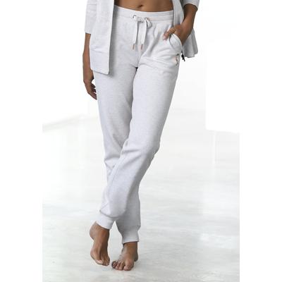 Loungehose BENCH. LOUNGEWEAR, Damen, Gr. 36/38, N-Gr, beige (beige, meliert), Jersey, Obermaterial: 90% Baumwolle, 10% Polyester, unifarben, meliert, Basic, Basic lang, Hosen, mit aufgesetzten Taschen, Loungewear Image