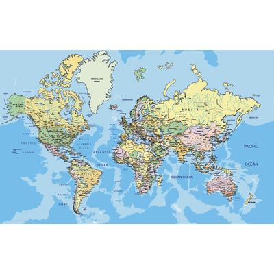 Fototapete PAPERMOON "World Map", bunt (mehrfarbig), B:5m L:2,8m, Vlies, Tapeten Image