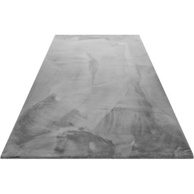 Hochflor-Teppich WECON HOME BASICS "Anna" Gr. 5, grau, B:200cm H:25mm L:200cm, Kunstfaser, Teppiche, Wohnzimmer, Schlafzimmer, Felloptik, sehr weich und flauschig, Uni Image