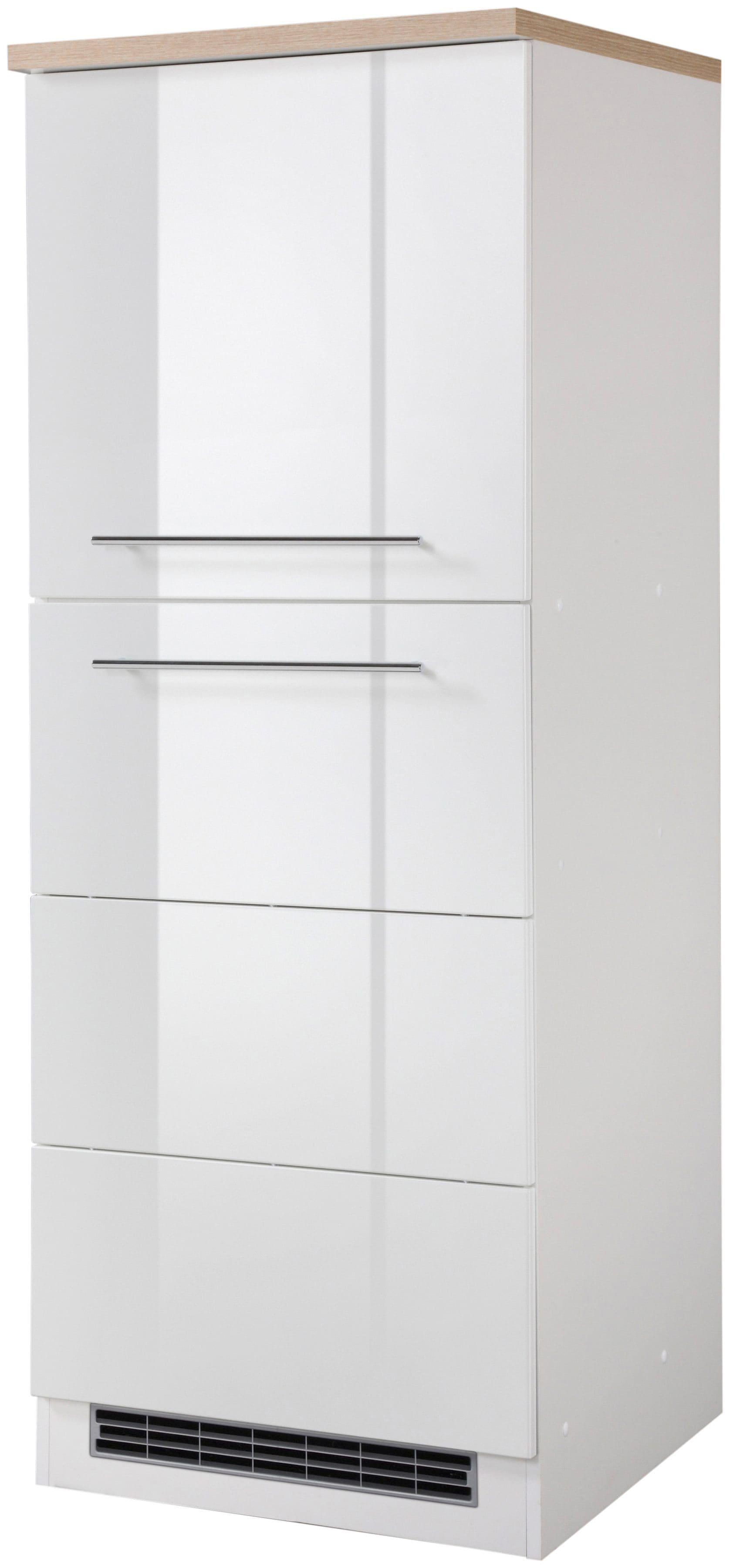 Kühlumbauschrank KOCHSTATION "KS-Wien", weiß (weiß hochglanz), B:60cm H:165cm T:60cm, MDF, Schränke, 60 cm breit, für Einbaukühlschrank