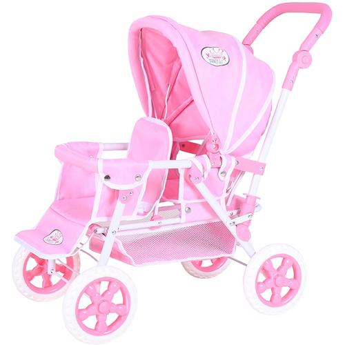 "Zwillingspuppenwagen KNORRTOYS ""Big Twin - Princess White Rose"" Puppenwagen rosa (princess white rose) Kinder Puppenzubehör"