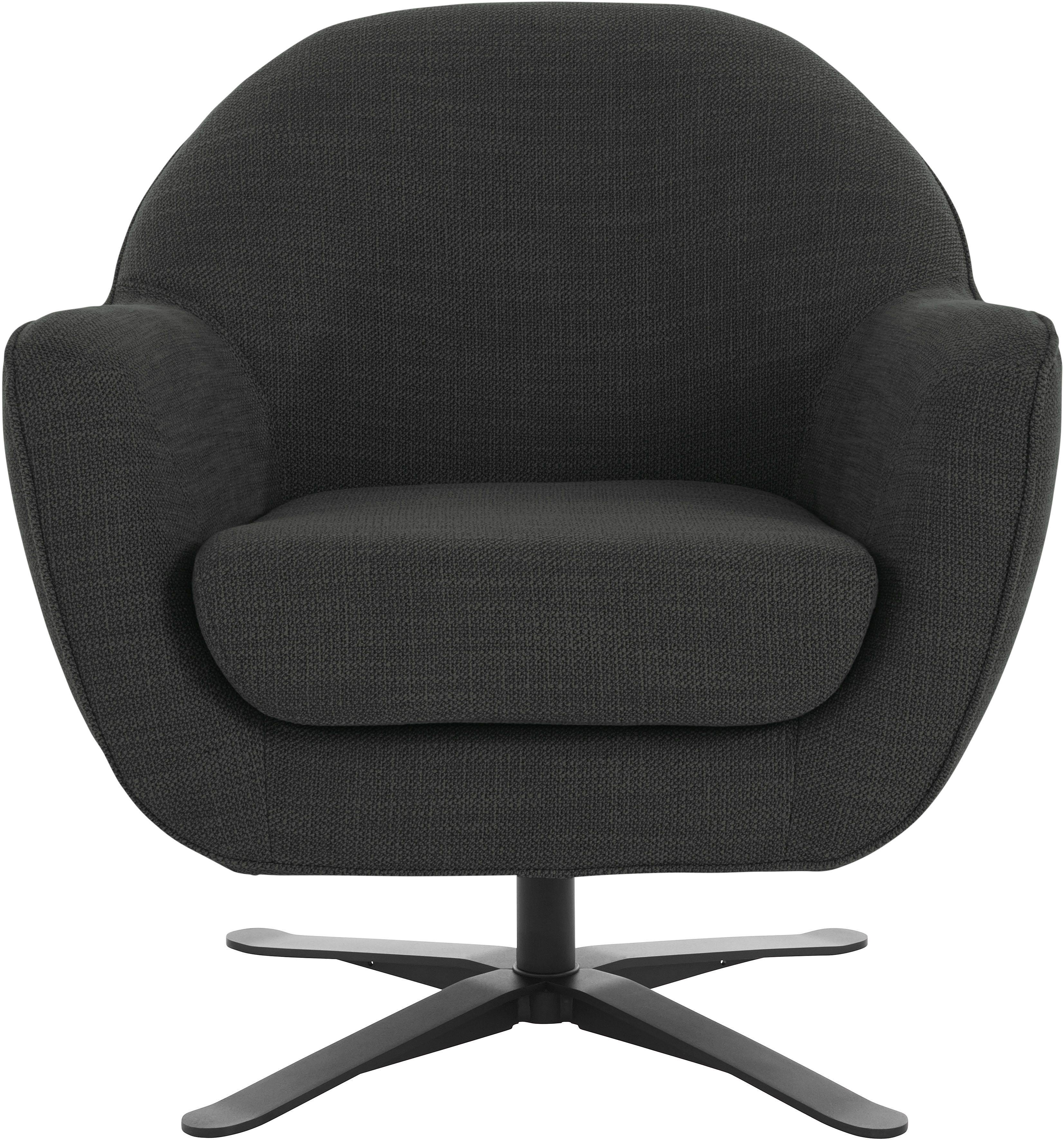 Drehsessel ANDAS "Stavre, Loungesessel mit Drehfunktion", schwarz (jet schwarz), B:83cm H:85cm T:80cm, 100% Polyester, Sessel, in moderner Optik, mit elegantem Drehfuß