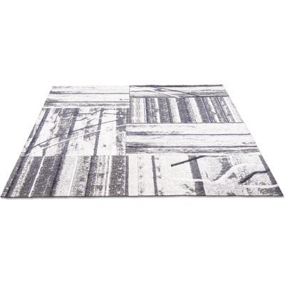 Teppich SANSIBAR "Keitum 010", grau, B:80cm H:3mm L:150cm, Polyester, Teppiche, Flachgewebe, modernes Holz Design, Motiv, gekreuzte Säbel Image