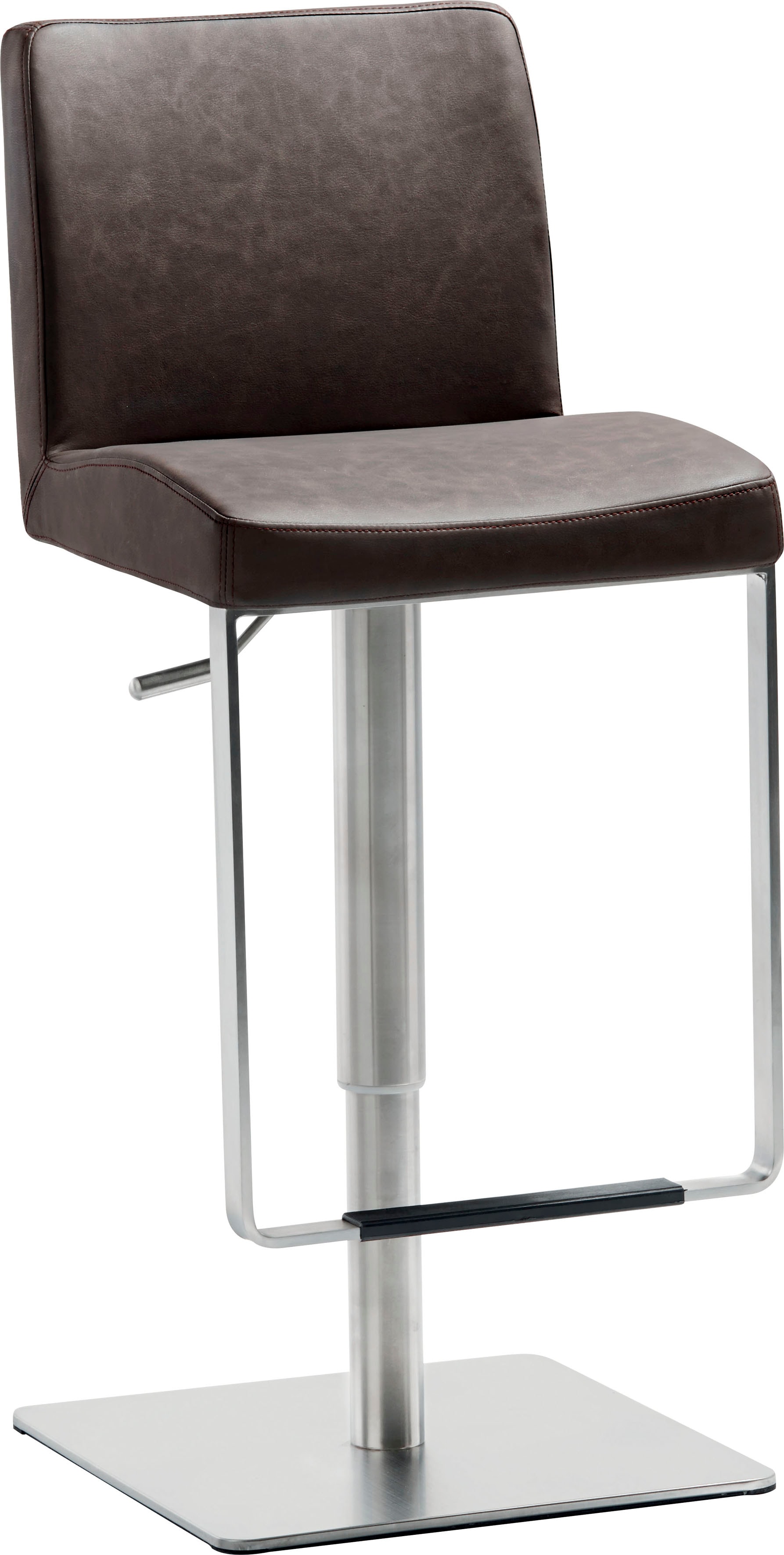 Barhocker MAYER SITZMÖBEL "Bar- und Tresenhocker myBREAK", braun (vintage dunkelbraun), B:40cm H:59cm T:36cm, Hocker, Barhocker, Gestell Edelstahl gebürstet