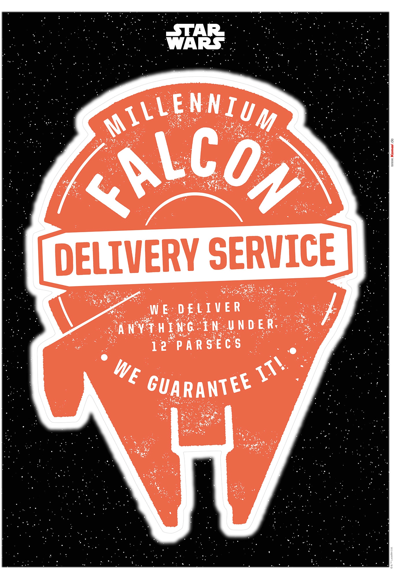 Wandtattoo KOMAR "Star Wars Delivery Service - Größe 50 x 70 cm", rot (rot, weiß), B:50cm H:70cm, Folie, Wandtattoos, Wandtattoo, selbstklebend, Wandsticker, Kinderzimmer