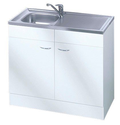 Spülenschrank KOCHSTATION "KS-Elster", weiß, B:80cm H:85cm T:60cm, Holzwerkstoff, Schränke, Spülenschrank, Breite 80 cm