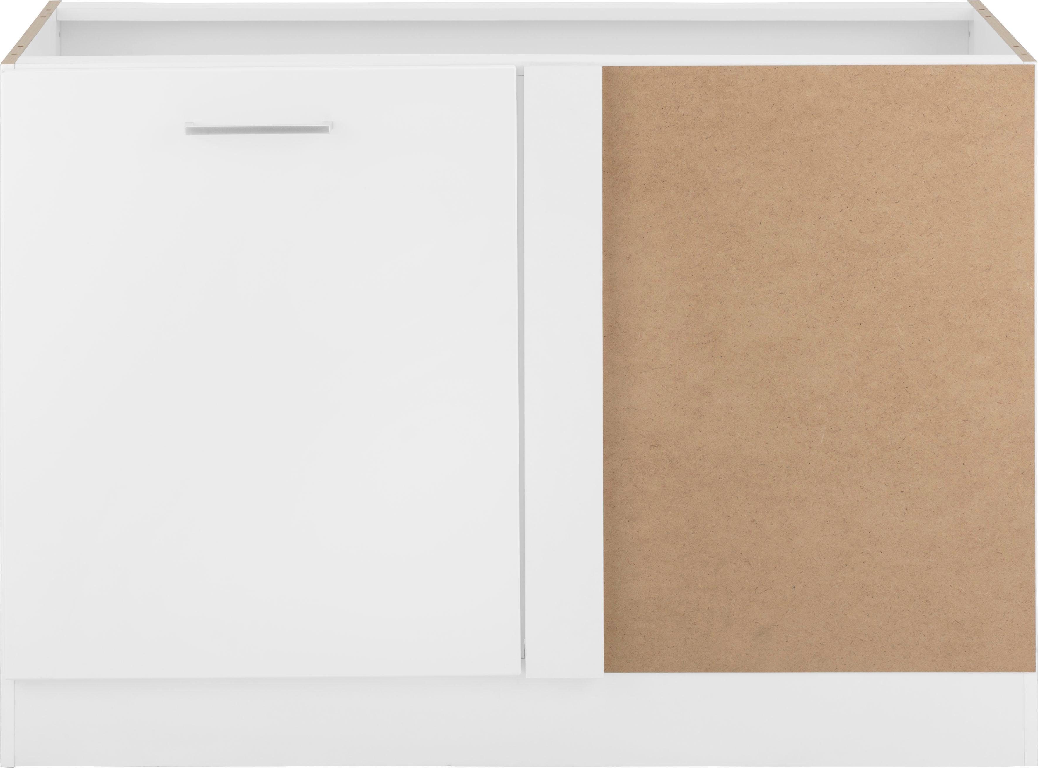 Eckunterschrank KOCHSTATION "KS-Kehl", weiß, B:120cm H:82cm T:60cm, MDF, Schränke, Eckunterschrank, ohne Arbeitsplatte