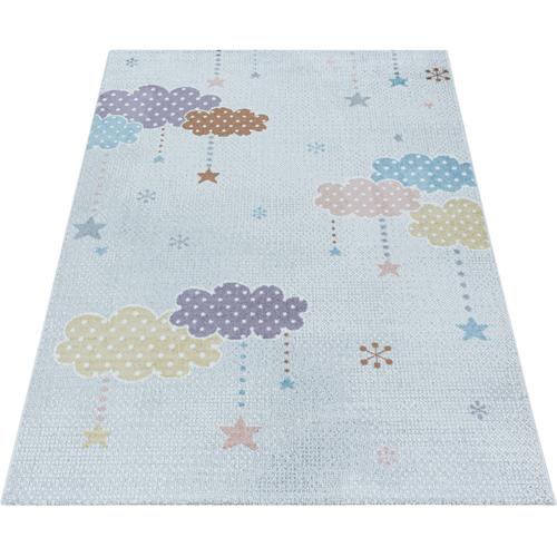 Kinderteppich AYYILDIZ TEPPICHE ""LUCKY 3611"" Teppiche Gr. B: 160cm, 11mm, L: 230cm, weiß Kinder Wolken Sterne Motivteppich