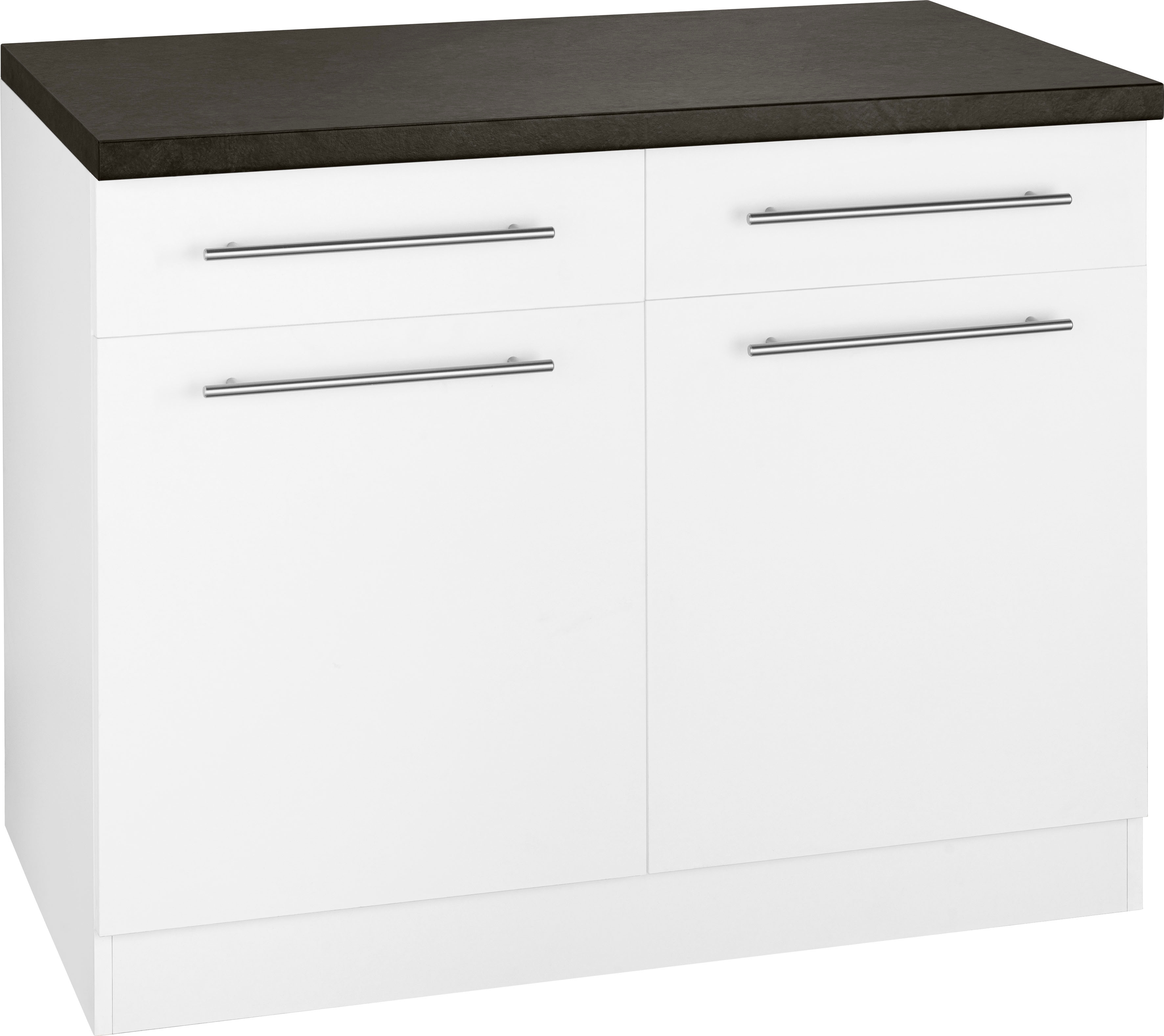 Unterschrank WIHO KÜCHEN "Unna", weiß (front und korpus: weiß, arbeitsplatte: granit schwarz), B:100cm H:85cm T:60cm, Schränke, 100 cm breit Image