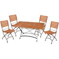 Garten-Essgruppe GARDEN PLEASURE "WIEN", braun (braun, schwarz, braun, schwarz), B:290cm H:89cm T:150cm, Stahl, FSC-zertifiziertes Massivholz, Sitzmöbel-Sets, mit ausziehbarem Tisch