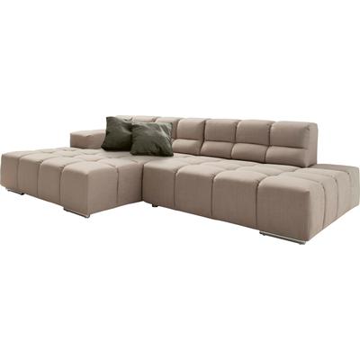 Ecksofa DESIGNWERK "Temple L-Form, tolles Designsofa", beige (liver), B:286cm T:169cm, 100% Polyester, Sofas, mit Sitztiefenverstellung Image