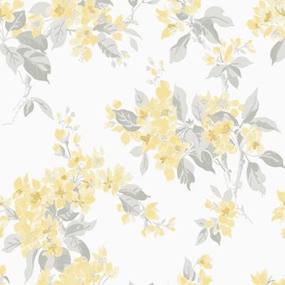 LAURA ASHLEY Vliestapete "Apple Blossom" Tapeten Gr. B/L: 0,52 m x 10 m, Rollen: 1 St., gelb (weiß, gelb) Blumentapeten