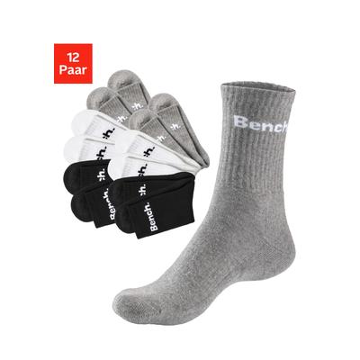 Tennissocken BENCH., Damen, Gr. 43-46, schwarz-weiß (4x schwarz, 4x weiß, 4x grau, meliert), Baumwollmischung, unifarben, elastisch, Socken, mit Fuß Polsterung Image