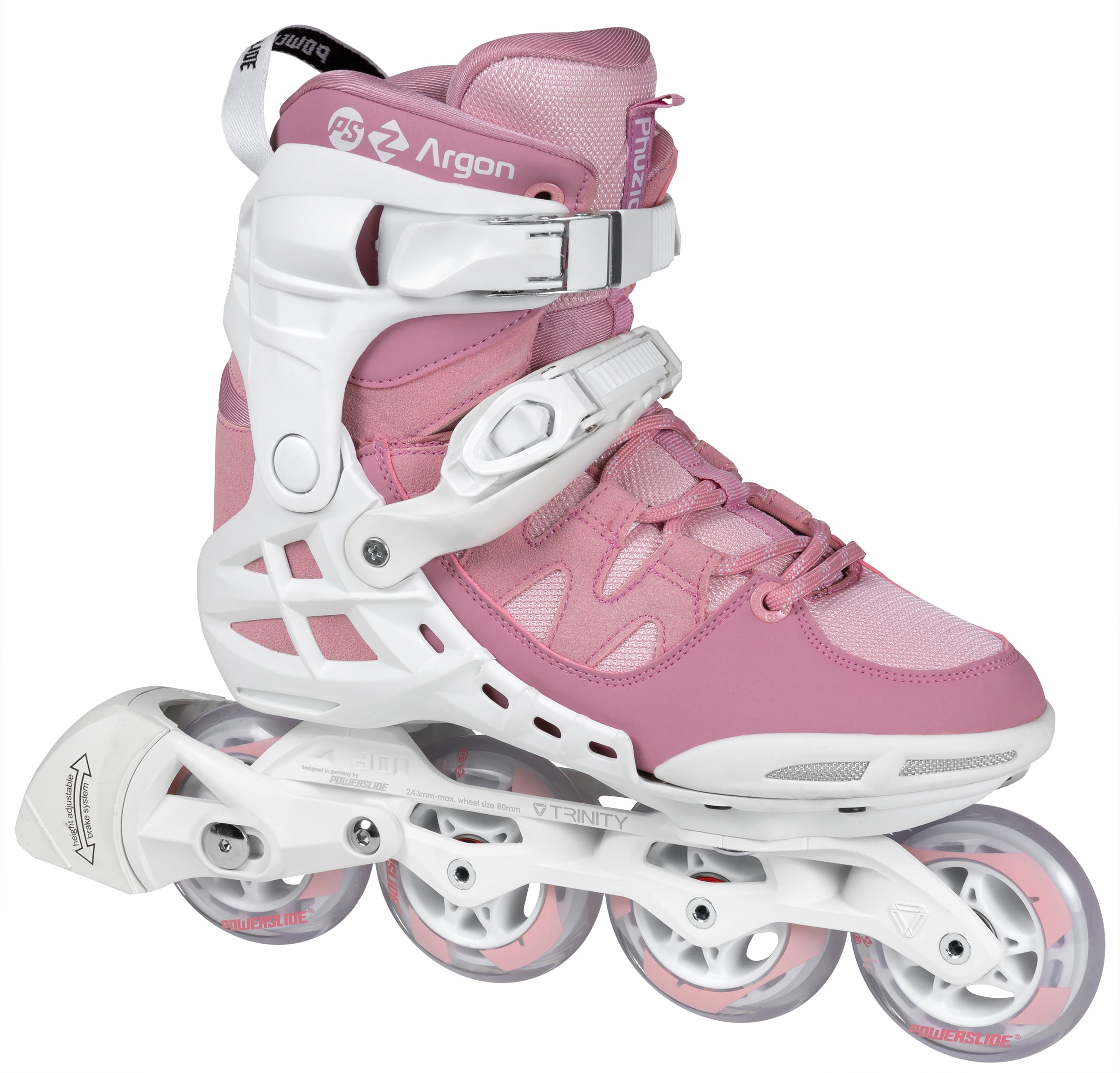 Inlineskates POWERSLIDE "Phuzion Argon Rose 80" Gr. 37, rosa (rosa, weiß), Inlineskates_Rollschuhe, 37 (bis 100), Kunstfaser, Lederimitat Image