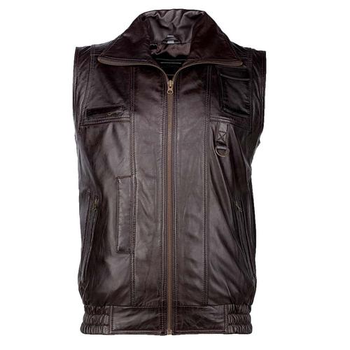 „Lederweste JCC „“BigVest2″“ Gr. 56, braun (dark brown) Herren Westen Lederwesten“