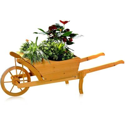 Blumenkarre Pflanzschubkarre Garten Schubkarre Holz Pflanztrog Blumenkübel Karre Image
