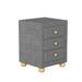 Upholstered Storage Nightstand with 3 Drawers,Natural Wood Knobs