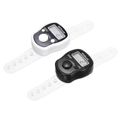 Finger Tally Counter 5 Digital LED Display for Sports Counting 2Pcs - Black, White