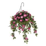 Faux Pink Morning Glory Hanging Basket