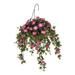 Faux Pink Morning Glory Hanging Basket