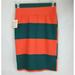 Lularoe Skirts | Nwt Lularoe Cassie Pencil Skirt With Green & Orange Wide Stipes Design Size M (W | Color: Green/Orange | Size: M