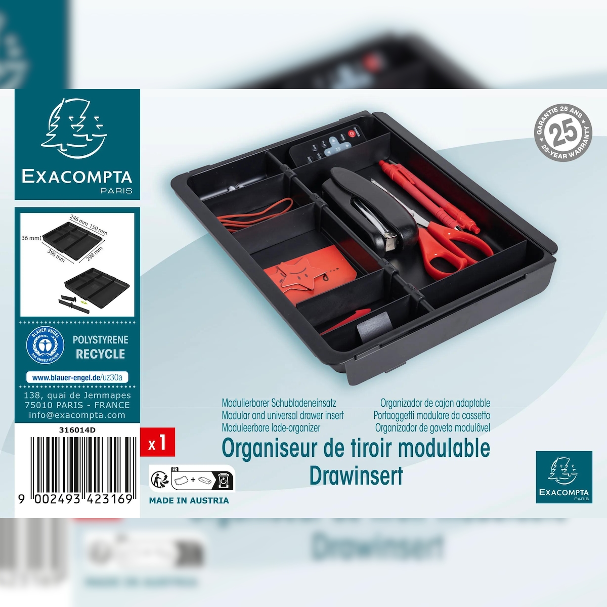 Exacompta 316014D 6x Schubladeneinsatz DRAWINSERT - Schwarz Image