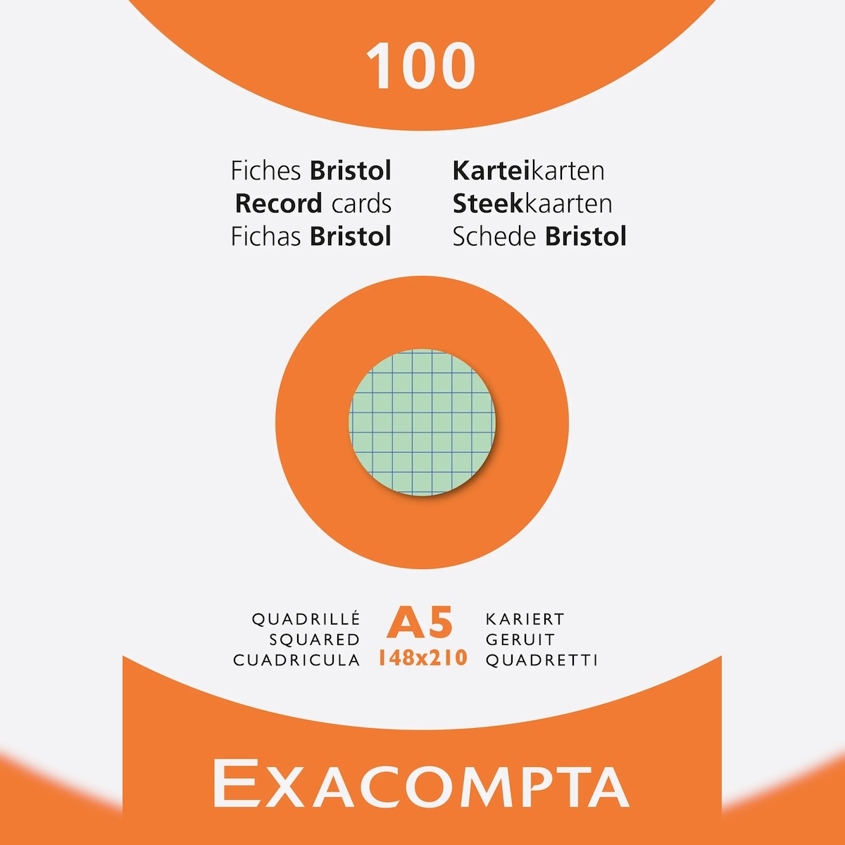 Exacompta 13378E 10x Karteikarten A5 kariert sort 100St - Farben sortiert Image