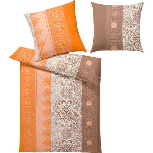 Bettwäsche HEINE HOME WITT-PBK-Bettwäsche-temporär Gr. B/L: 135cm x 200cm, 2 tlg., Renforcé, B/L: 40cm x 80cm, orange (terracotta-braun)