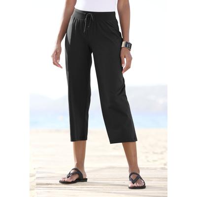 7/8-Strandhose BEACHTIME, Damen, Gr. 40/42, N-Gr, schwarz, Jersey, Obermaterial: 95% Baumwolle, 5% Elasthan, casual, figurumspielend 7/8-Länge, Hosen, aus weichem Jersey, Wide-Leg, Jogginghose, Relaxhose, Topseller Image