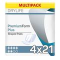 Drylife Premium Form Unisex Incontinence Shaped Pads - Plus (4 Packs of 21)