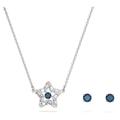 Swarovski Stella Star Necklace and Earrings Set, Blue and Clear Crystals in a Rhodium Plated Setting, from the Stella Collection