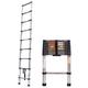 Telescopic Ladder 2.6M/8.5FT Stainless Steel Extension Ladder Multi Purpose Extendable Loft Ladder Portable Folding Ladder, 9 Steps, Max Load 150kg, EN131