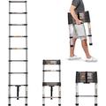 ZanGe Telescopic Ladder 8.5FT 2.6M Max Load 330lbs Multi-Purpose Stainless Steel Telescopic Folding Ladders Extendable Loft Ladder with EN131 w/Anti Slip Ruber Cap, DIY Climb Folding Ladder