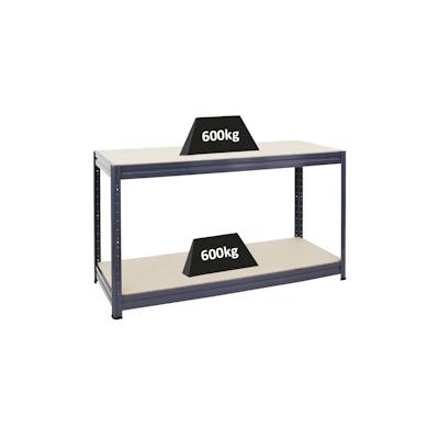PROREGAL Höhenverstellbare Werkbank Dino | HxBxT 90x160x60 cm | Traglast 600 kg | Grau | Holzplatte Image