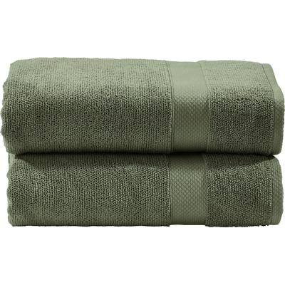 Handtuch Set DONE. "Deluxe", grün (khaki), 2 St., 2 Handtücher (50x100cm), Zwirnfrottee, Zwirnfrottee, Obermaterial: 100% Baumwolle, Handtücher (Packung), Hotelqualität aus hochwertigem Zwirnfrottier Image