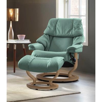 Relaxsessel STRESSLESS "Reno", grün (aqua grün paloma), B:75cm H:96cm T:75cm, Leder BATICK: BATICK ist ein leicht korrigiertes, durchgefärbtes und genarbtes Möbelleder, bei dem die meisten Unebenheiten und Spuren in der Regel entfernt wurden., Leder... Image