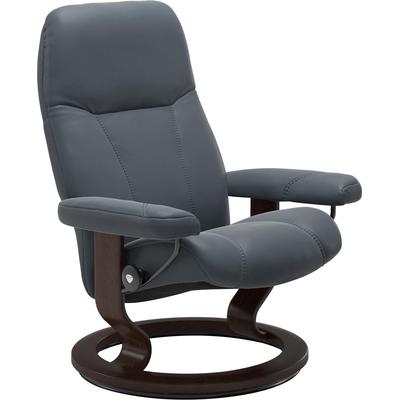 Relaxsessel STRESSLESS "Consul", blau (atlantic blau batick), B:76cm H:100cm T:71cm, Leder BATICK: BATICK ist ein leicht korrigiertes, durchgefärbtes und genarbtes Möbelleder, bei dem die meisten Unebenheiten und Spuren in der Regel entfernt... Image